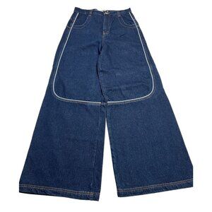 Criminal Damage Wide Leg Jeans in Blue